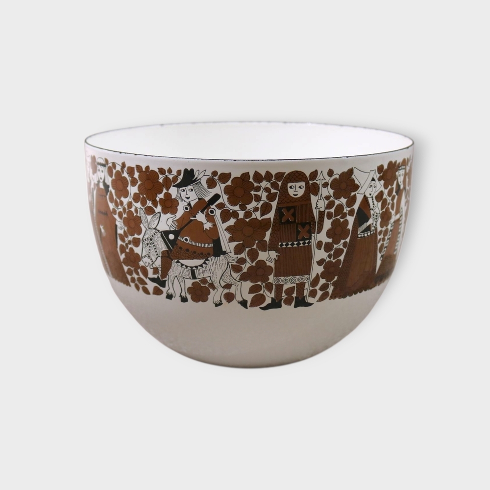 Vintage Arabia Finel Kaj Franck 'Ritari' Medieval Troubadour Enamel Bowl Finland